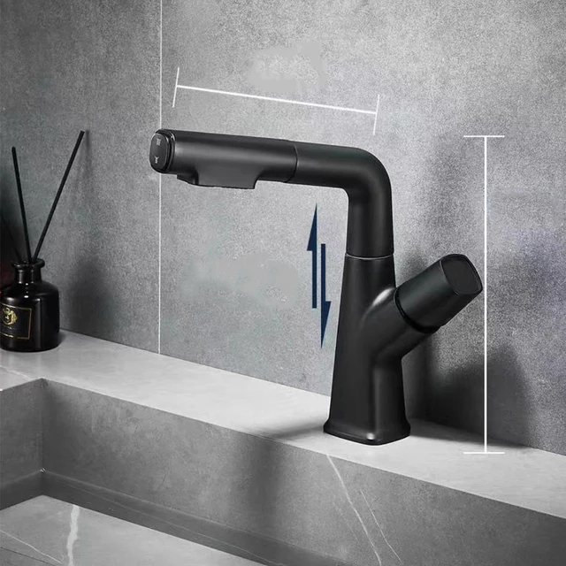 Chrome Basin Faucet Pull Out  Nozzle Adjustable Faucet Kitchen Mixer Crane Hot and Cold Taps 8