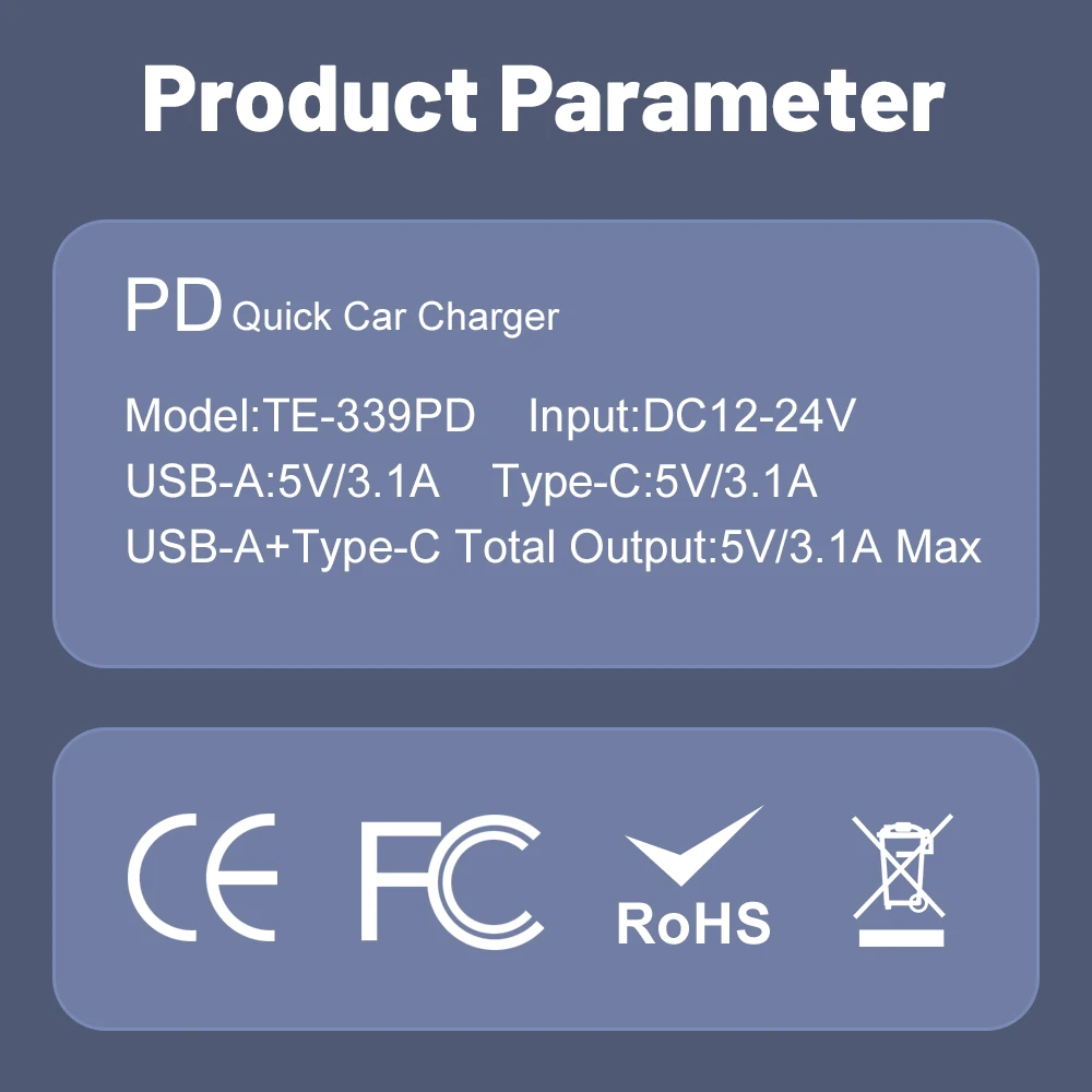 Mini 2 Port USB PD 3.1A Car Charger Fast Charging Type C Auto Chargers Adapter iPhone Samsung Huawei Xiaomi car charger car phone charger