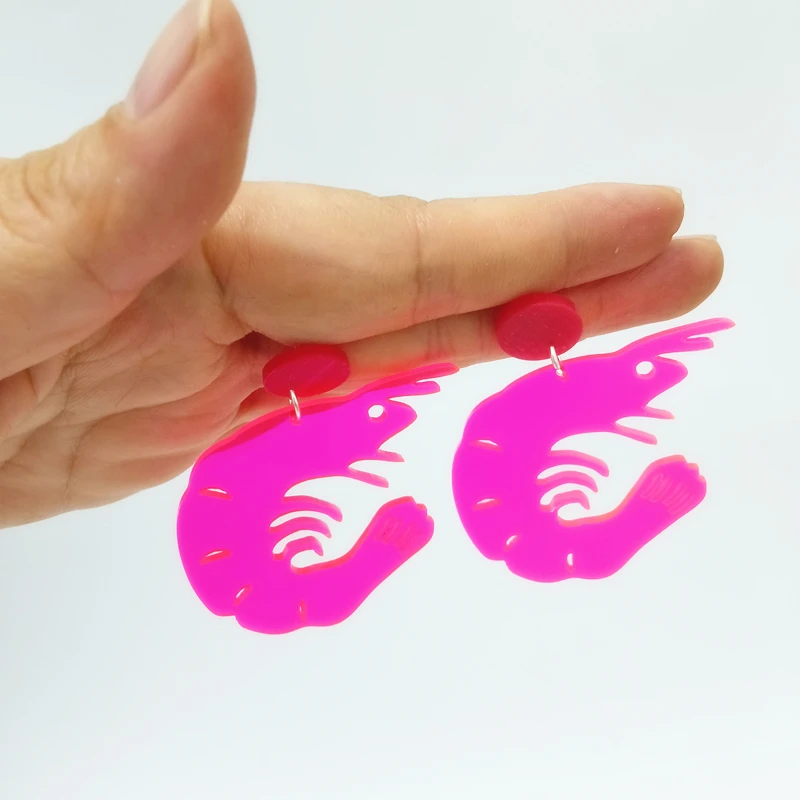 KUGUYS Hot Pink Acryl-Hummel-Ohrringe für Damen, Statement-Schmuck, Modeaccessoires