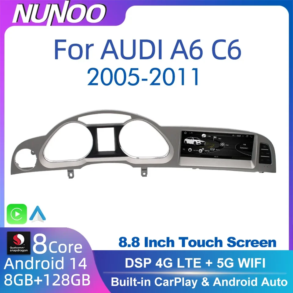 8.8"Carplay Autoradio Für Audi A6 C6 4F MMI 2G 2005-2009 Android GPS