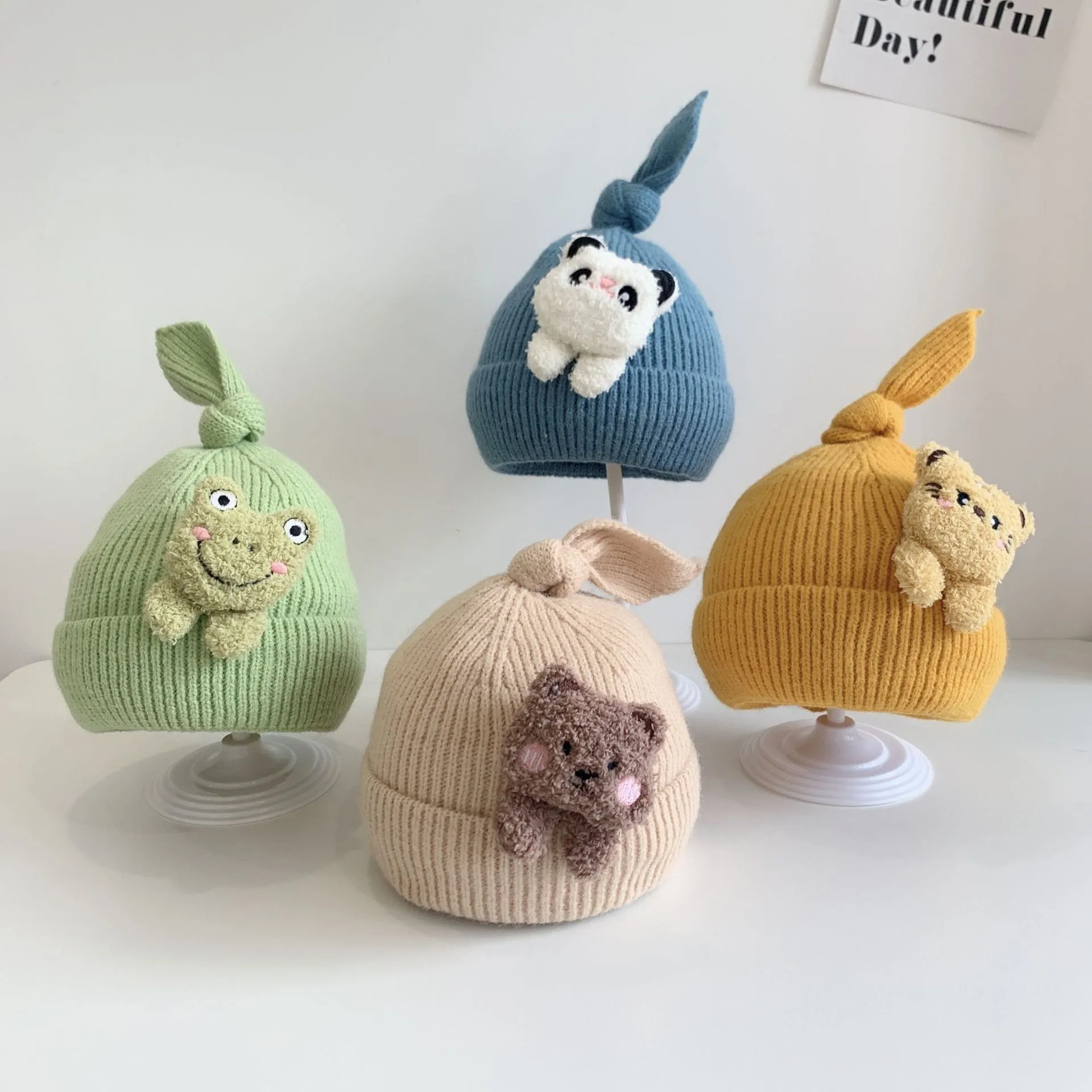 Winter Baby Hat Cute Doll Cartoon Knit Hat Boy Child Woollen Hat Girl Toddler Hat Warm Soft Breathable Children's Accessories