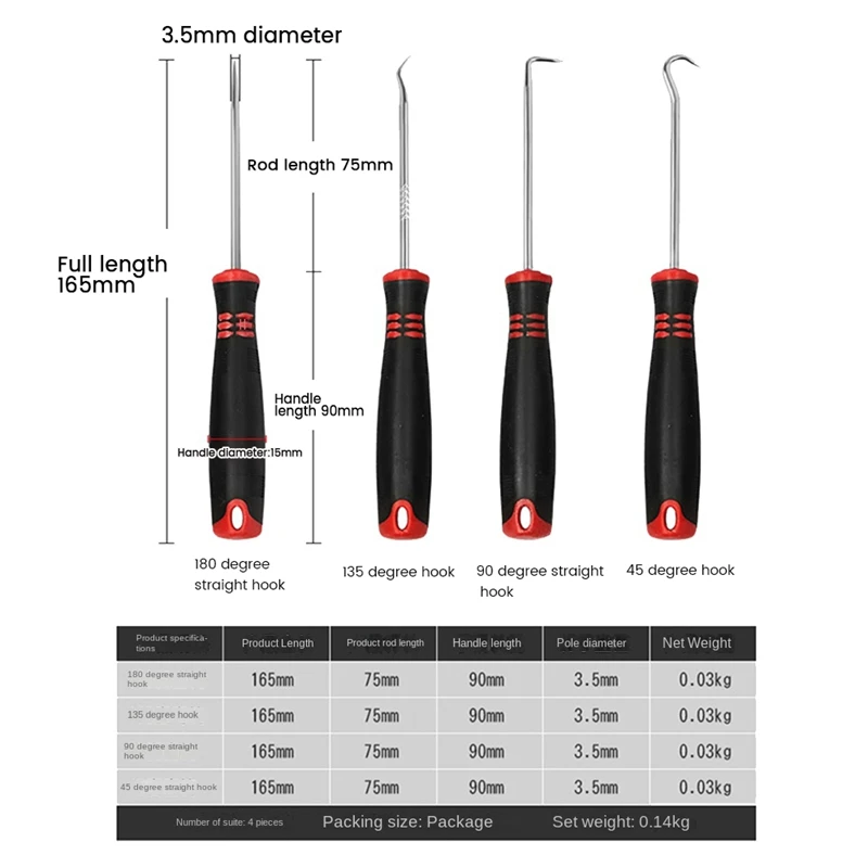 금속 정밀 후크 및 픽 세트, 자동차 수공구용 미니 정밀 후크 및 픽 세트, 4 팩