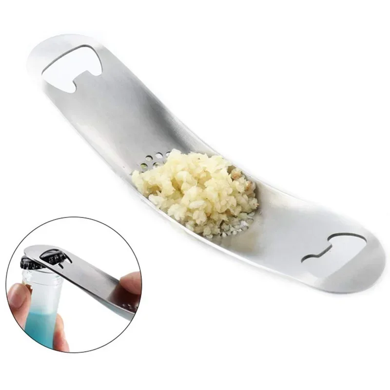 Kitchen gadget Curved Garlic Press Stainless Steel Multi-function Manual Garlic Creative Cloves Kitchen Garlic Press Tool - Image 6