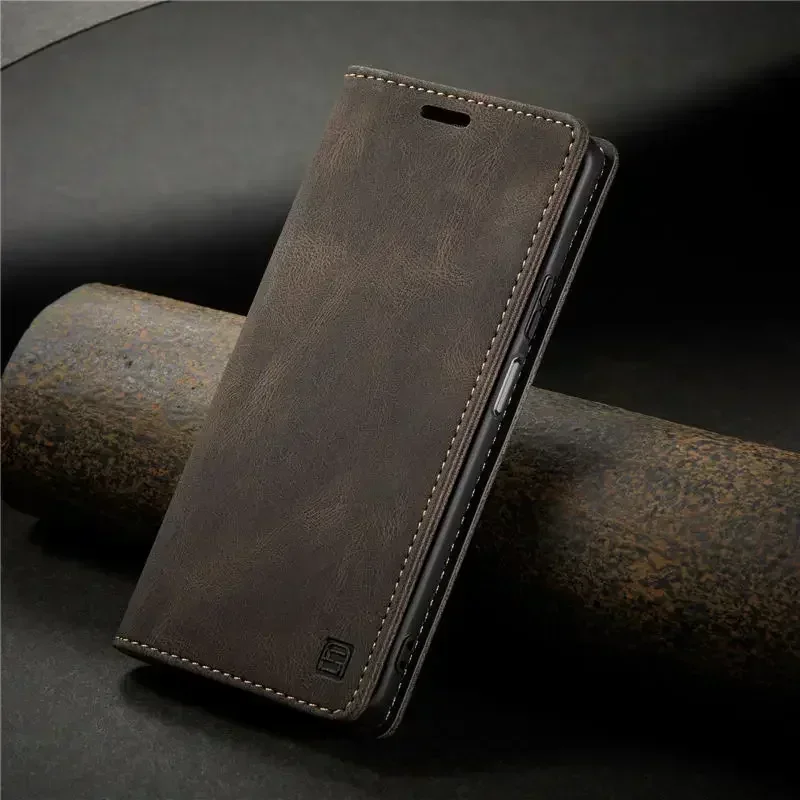 RFID Leather Flip Magnetic Wallet Case - Premium Protection with Elegant Design