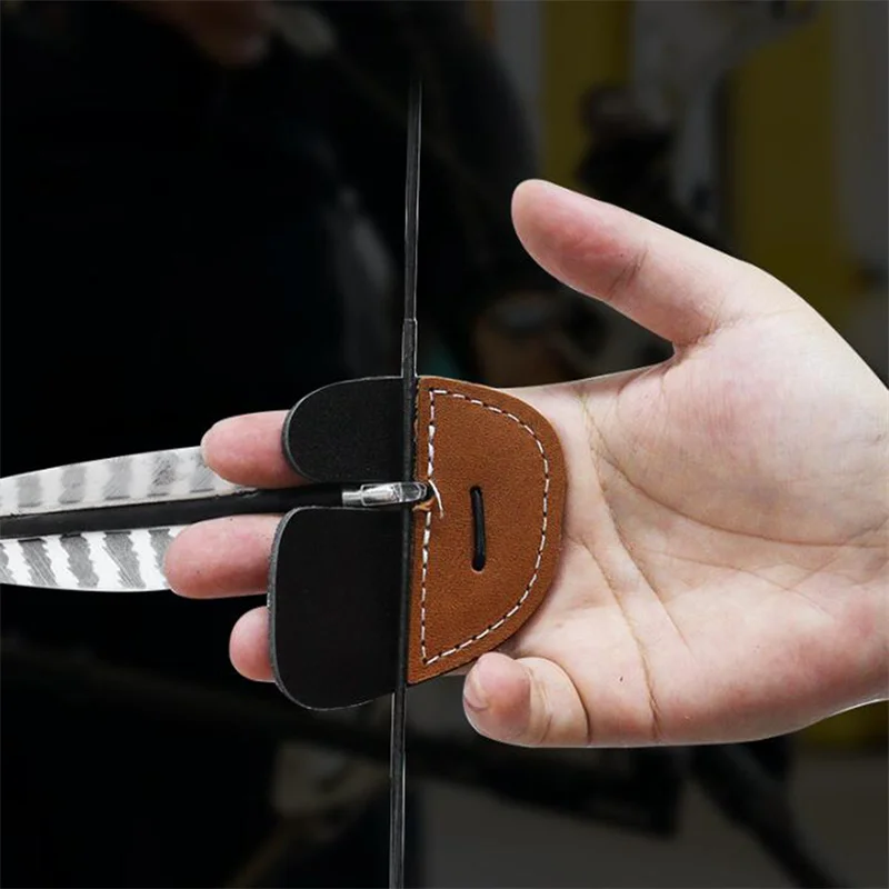 Archery Glove Leather Three Finger Protect Glove Traditional Bow Archery Cowhide Protect Gear Hunting Bow Finger Protector finger gloves archery finger guard