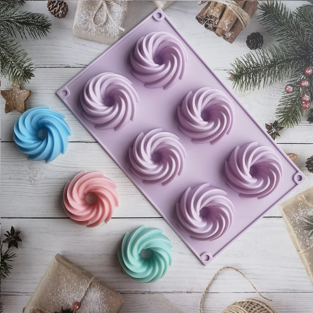 

8 Cavity Mini Spiral Shape Food Grade Silicone Cake Mold Pan 3d Fluted Cake Mould Form Bread Bakery Baking Tools Bakeware