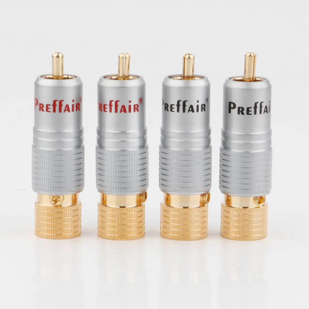 8 pcs r1716 preffair rca stecker audio kabelst ecker 24k vergoldet versand kostenfrei 100% neu – Detail 2