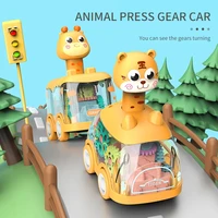 Press Gear Car Children's Toy Car Pull Back Boy Children Inertial Car Puzzle Animals Car Perfect Gift for Baby Girls and Boys 3