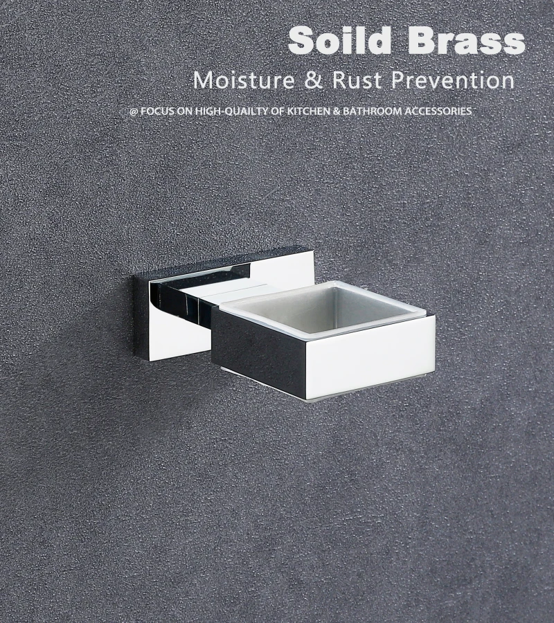 Description Picture 5 of itemHigh Quality Brass Soap Holder Wall Mount Square Ceramic Soap Dish Modern Bathroom Hardwares Accessories