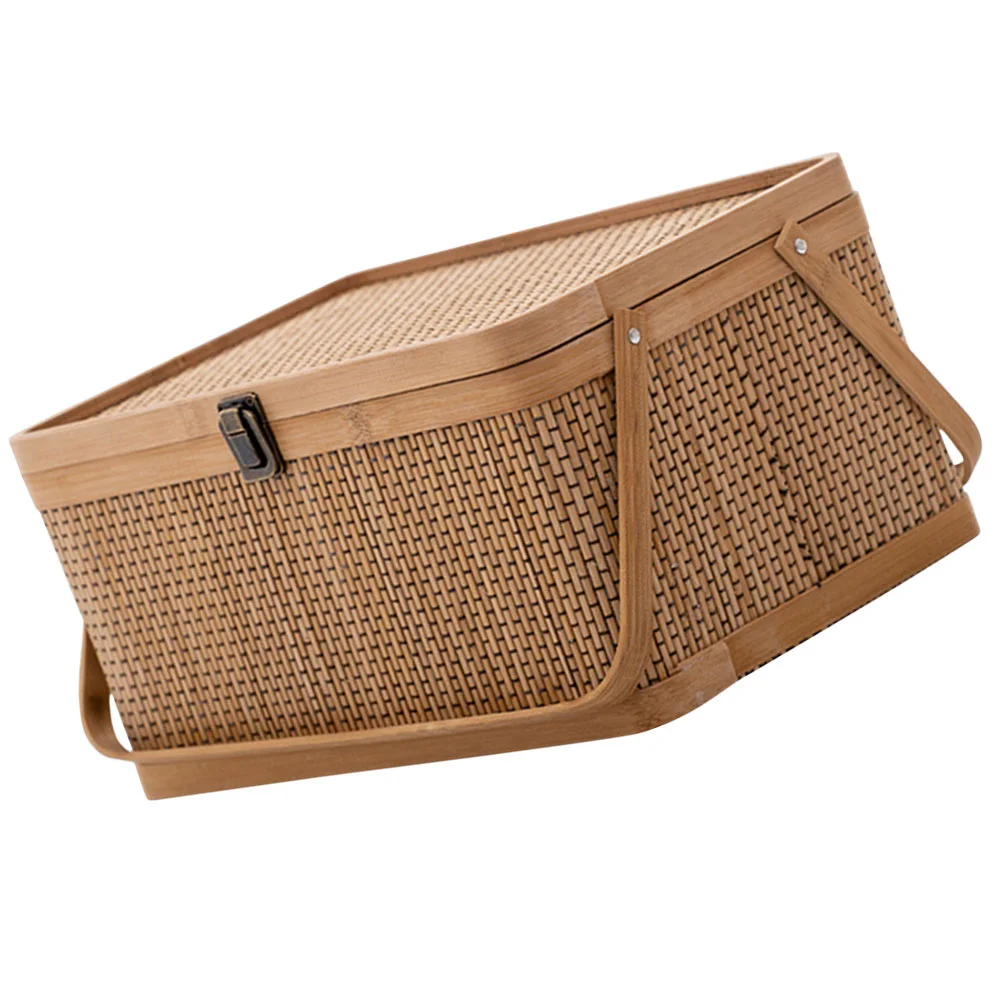 1Pc Bamboo Basket Woven Storage Kitchen Shopping Harvesting Container Dry Goods Household Gardening Baskets Handheld Fruits Egg 4