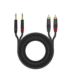 Premium HiFi Audio Y - Splitter Cable - 6.35mm to Dual RCA Adapter for Amplifiers and Mixers (2 TO 2)