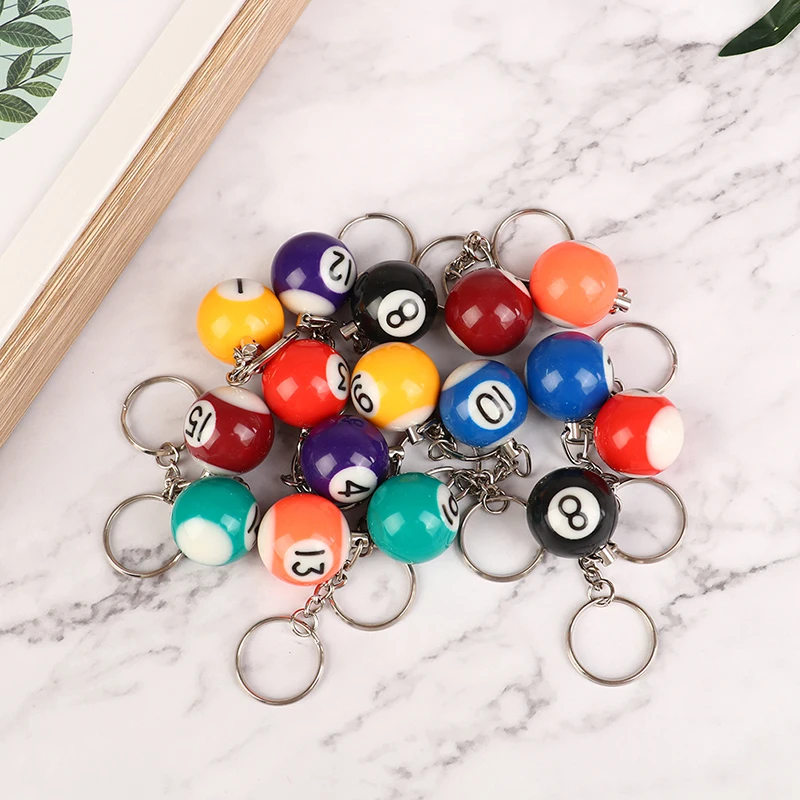 

1pc Mini Billiards Shaped Keyring Assorted Colorful Billiards Pool Small Ball Keychain Creative Hanging Decorations
