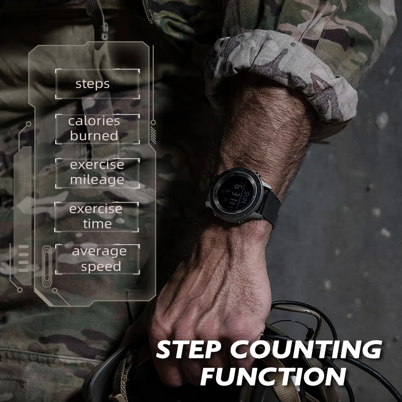 NORTH EDGE TANK 3 Men's Digital Military Outdoor Sports Watch with Pedometer, Calorie Tracker, and Compass, Waterproof up to 50M