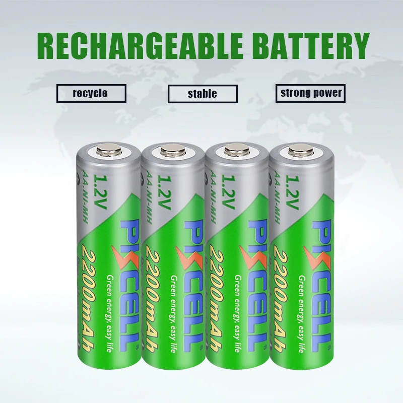 PKCELL AA Rechargeable Batteries 1.2V 2A 2200MAH LSD Ni-MH Cycles 1200times for Camera toys battery or a battery box 4/8/12 PCS,rechargeable nickel metal hydride batteries