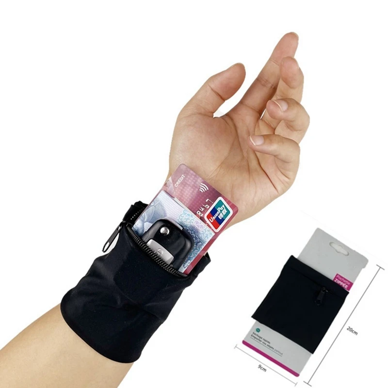 

Sports Wristband Gym Wrist Bag Breathable Pocket Sweatband Wrist Wallet for Running Cycling Sweatbands for Women Men Keys Bags