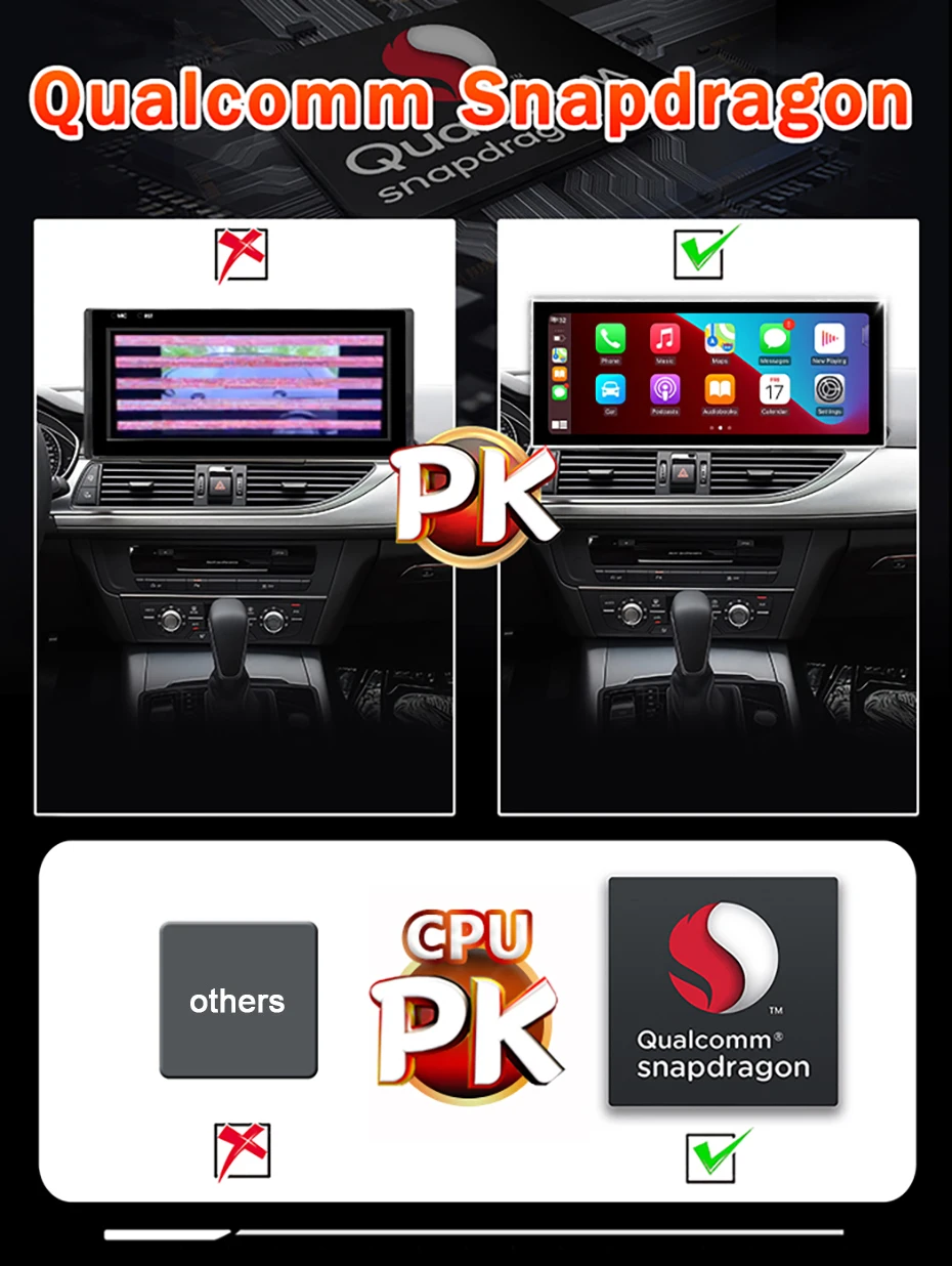 Radio para Auto con Pantalla Táctil Ultrafina QLED de 12.5'' Snapdragon 8-CORE 2400*900, Android 15, Carplay Inalámbrico, GPS para Audi A6 C7 A7 2012~2018, Reproductor Multimedia Estéreo 2 DIN, Bluetooth, WIFI, 4G LTE 4