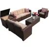 8 Pieces Outdoor Patio Furniture Set, Conversation Sets with Storage Box, Sectional Sofa Set with Cushions and Coffee Table 1