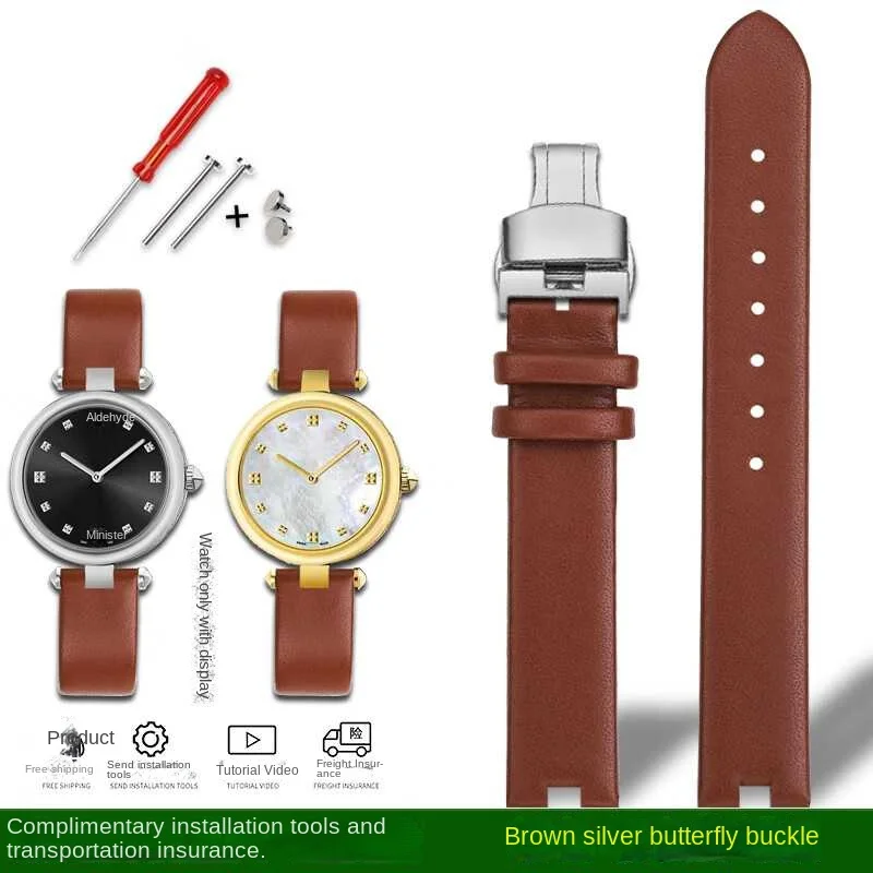 thumbnail image 1 of Correa de reloj de cuero genuino para G-ucci YYA141404 YA141501 YA1412 Correa de reloj para mujer de 12 mm y 14 mm con muesca de la serie GC Pulsera negra y marrón, 1 of 5