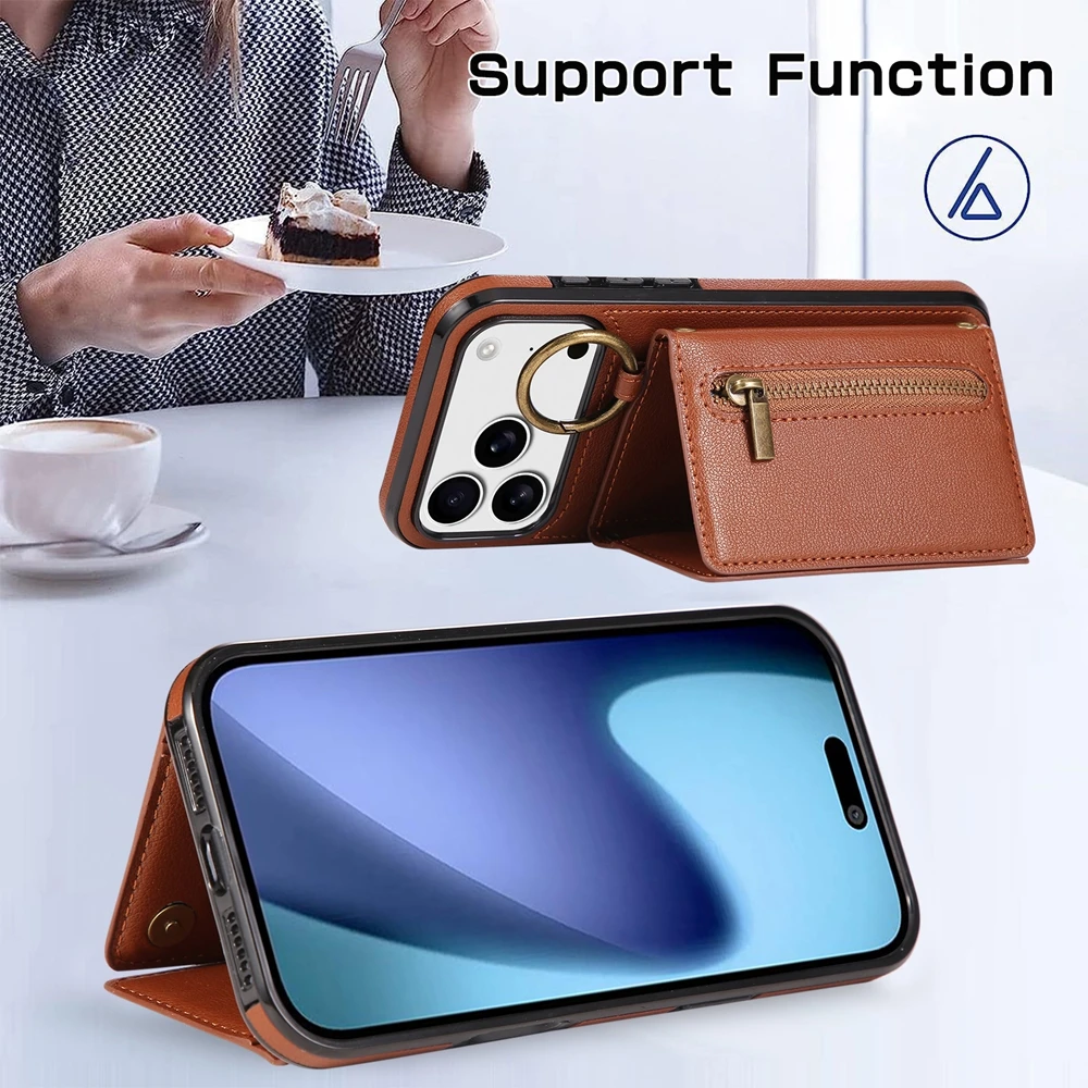 Elegant Crossbody Leather Purse with Wallet and Kickstand Functionality