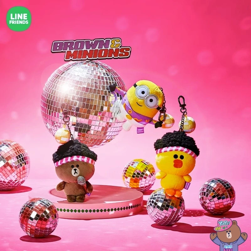 Line Friends Brown Bear Sally Cartoon Doll Pendant Anime School Bag Decorazioni Kawaii Car Key Chain Cute Plush Doll Ornaments