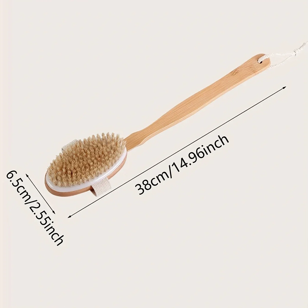 1pc-Wooden Detachable Long Handle Shower Body Brush Bathing Massage Back Body Exfoliating Brush Bathroom Wash Brush Bath Tools