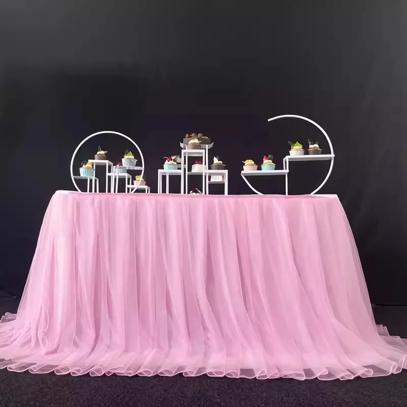 Tulle Table Skirt Tablecloth Tutu Table Skirts for Wedding Birthday Party Baby Shower Banquet Decoration Skirting