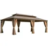 14'x24' Hardtop Gazebo,Galvanized Steel Double Roof Gazebos with Aluminum Frame, Permanent Metal Pavilion, Gazebos 4