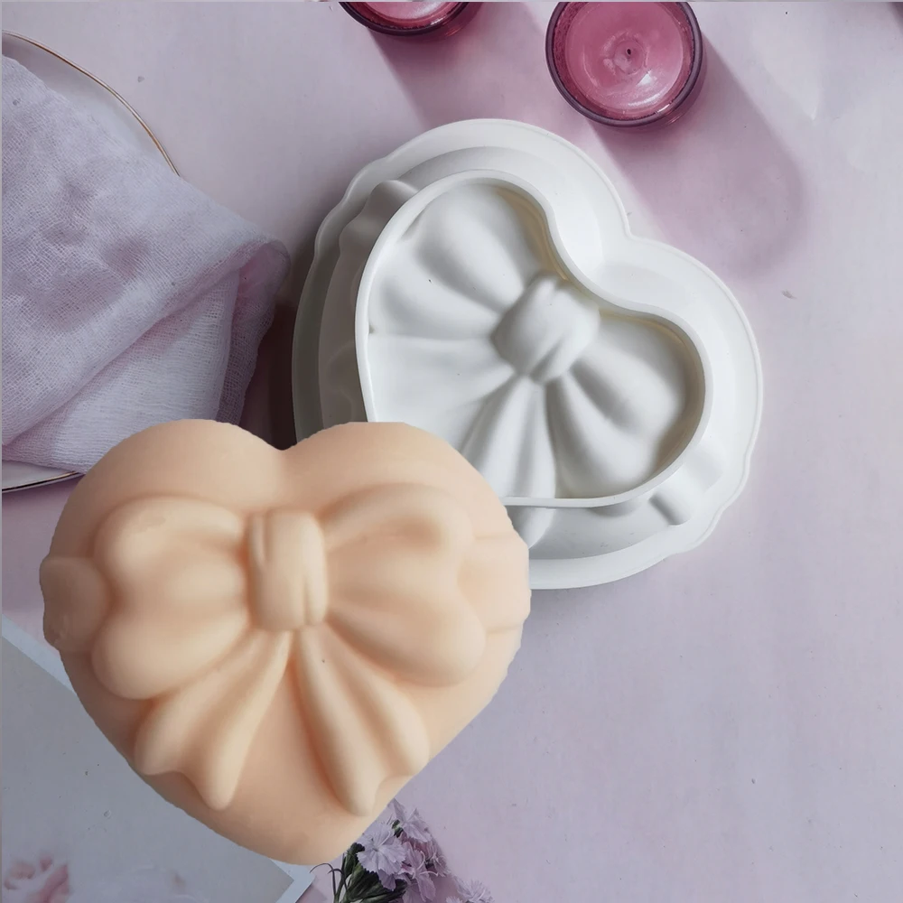 

New Heart Shaped Silicone Cake Mold 3D Bowknot Love Mousse Dessert Chocolate Mould Holiday gifts Baking Tools