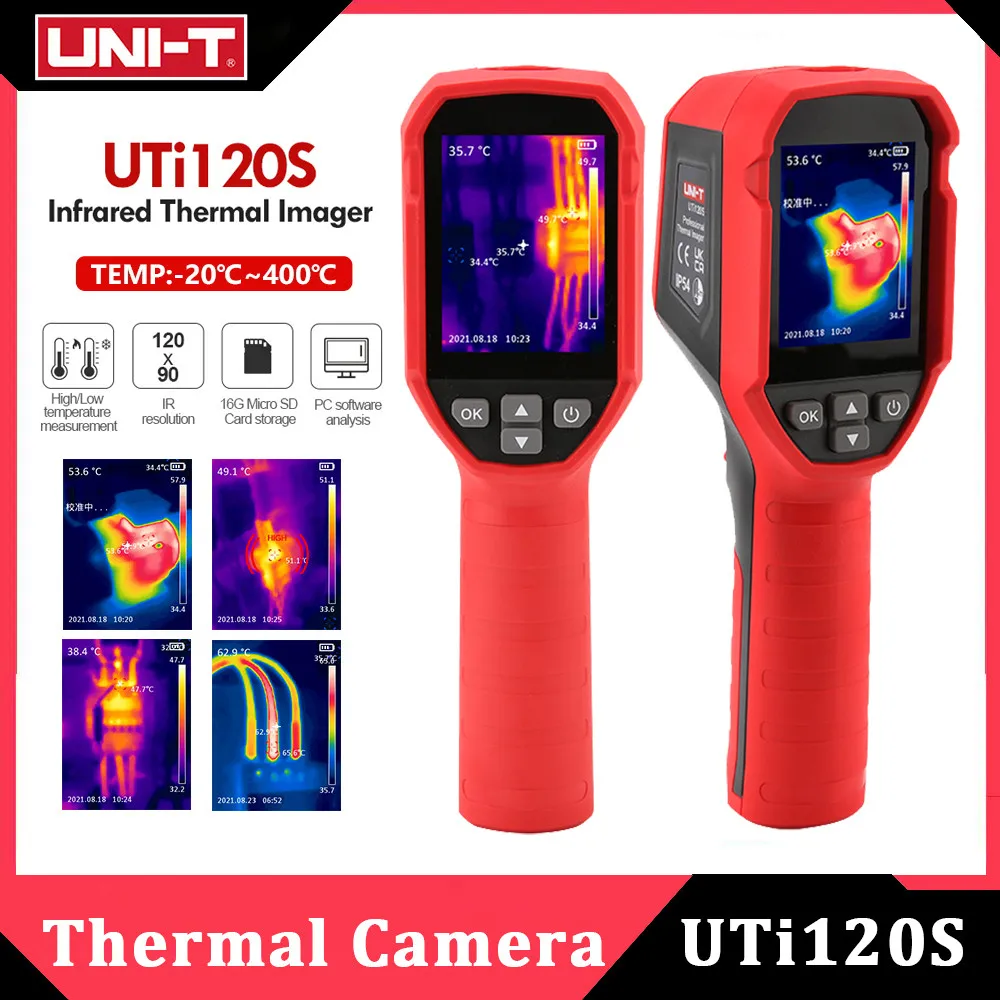 UNI-T UTi120S 적외선 열화상 카메라, 해상도 120x90, 휴대용 온도 열화상 카메라, PCB 회로, 산업 테스트