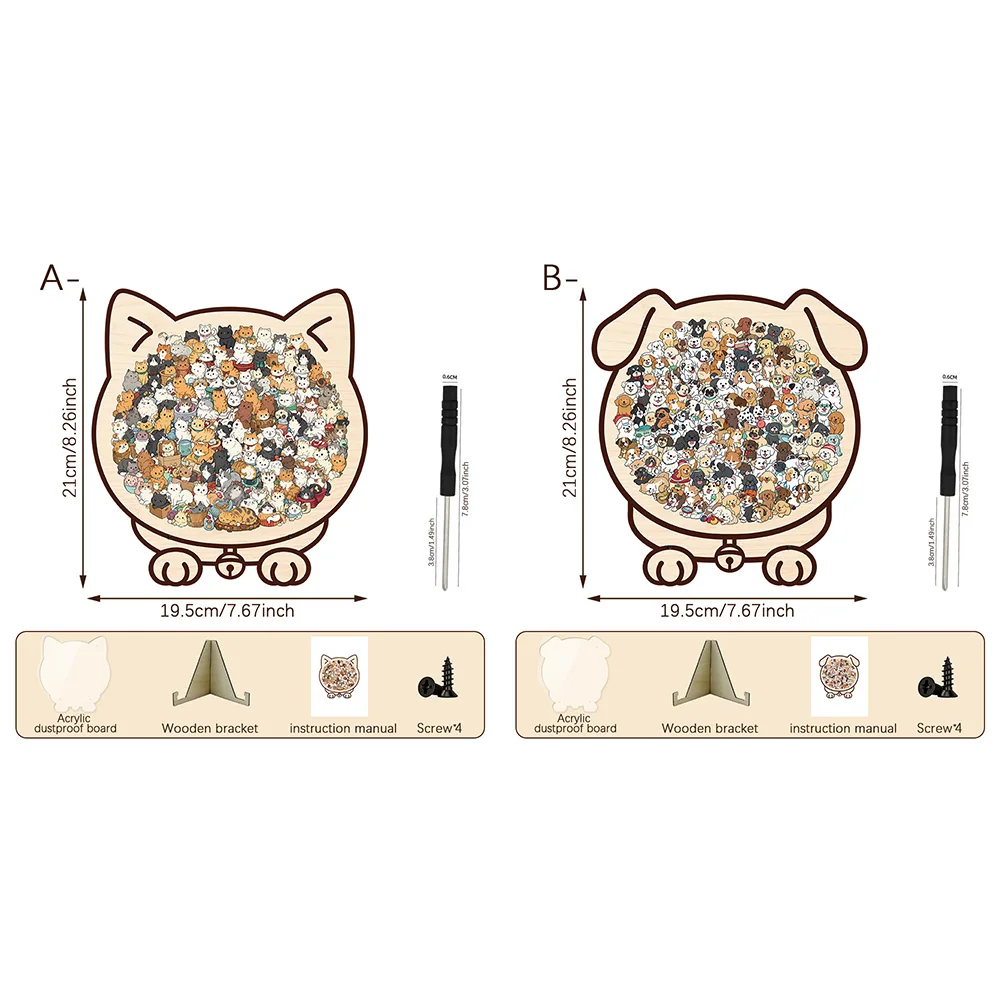 Animal Shape Wooden Jigsaw Puzzle With Stand Screwdriver Tools Adult Stress Relief Puzzle Home Desktop Decor Gift 3