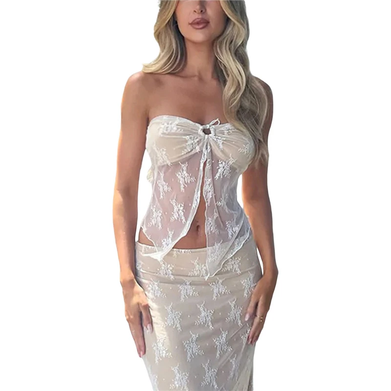Y2k - Tops de corsé sin tirantes de verano blancos con hombros descubiertos para mujer, top de tubo sin mangas, ropa de corpiño ajustada sexy