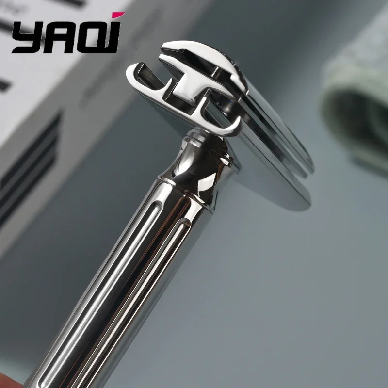 YAQI Avanti 스테인리스 스틸 조절식 안전 면도기, 약 111g 전문가급 품질의 수염 관리 도구, 남성용 정밀 면도