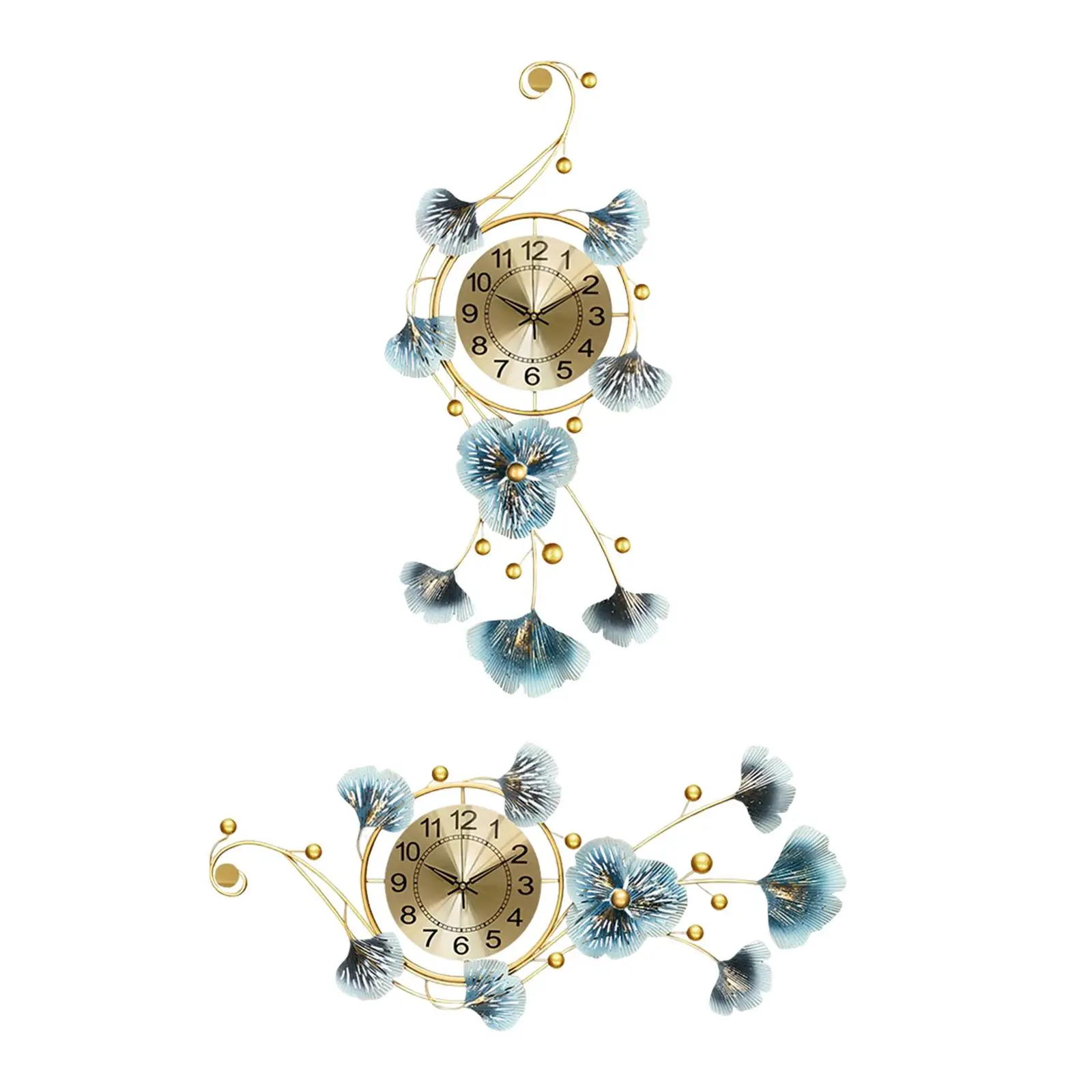 유럽 벽걸이 시계, 라이트 럭셔리 음소거 메탈 아트, 은행 나무 잎, 식당, 호텔, 카페 장식용 