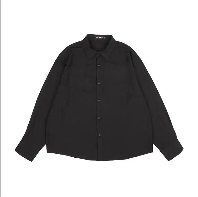 Autumn Yamamoto Yoshi Wind Niche Design Men Black Long-Sleeved Shirt Art High-Grade Top Hair Stylist Singer Coats Costumes