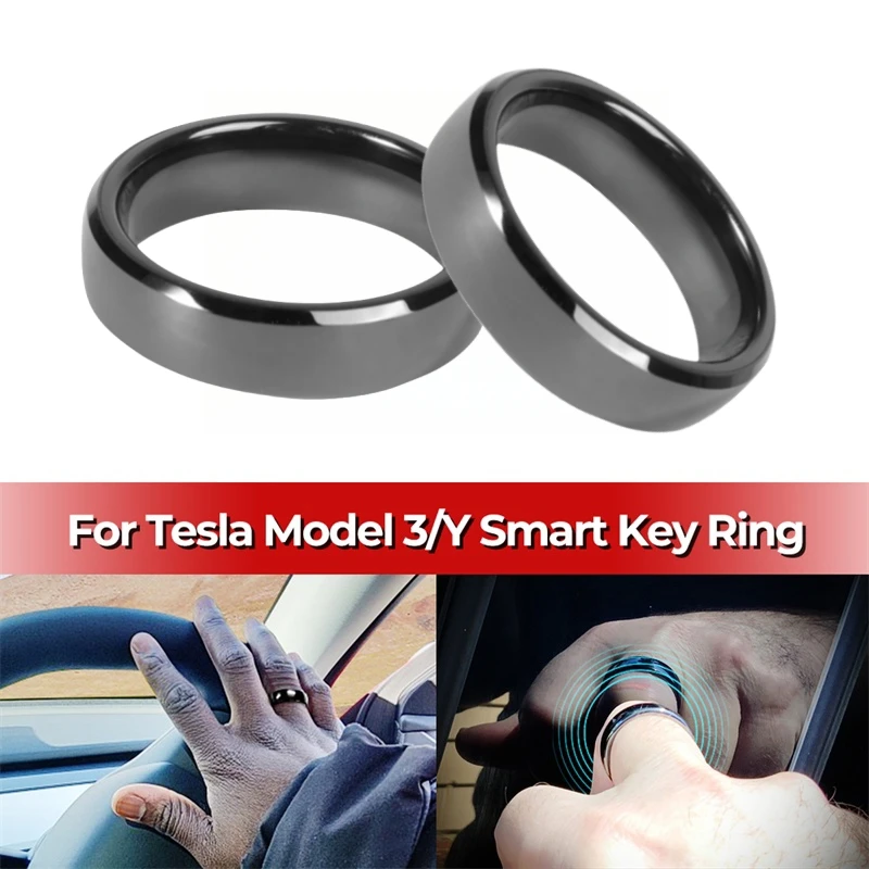 

For Tesla Model 3 Model Y Smart Key Ring Accessories NFC Ceramic Ring Replace Car Key Card Key Fob Made With Original Card Chips