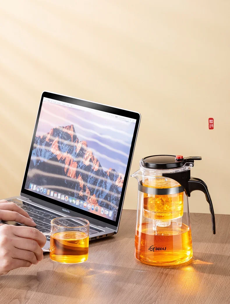 Teapot With Infuser Thickened Glass Heated Resistant Tea Pot One-button Filtering Tea Separation Kettle Tea Coffee Maker Teapot With Infuser Thickened Glass Heated Resistant Tea Pot One-button Filtering Tea Separation Kettle Tea Coffee Maker