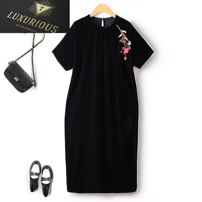 

Женские платья в китайском стиле с вышивкой, новинка 2023, осенне-зимнее золотистое бархатное ДРАПИРОВАННОЕ элегантное облегающее женское платье средней длины, 4XL