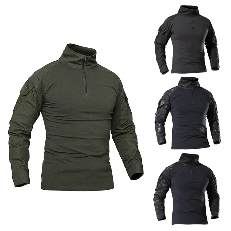 

Men's Outdoor Tactical Hiking T Shirts Military Army Long Sleeve Hunting Climbing Shirt Male Sport Tops Asian Size S-3XL Warm