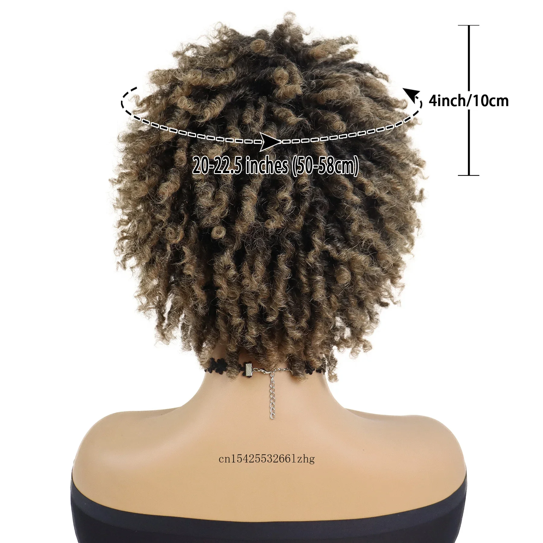 GNIMEGIL Synthetic Braided Wig for Women Locs Crochet Twist Hair Short Afro Ladies Dreadlock Light Brown Daily Curly Cool Girls