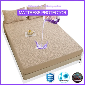 Protecteur de matelas imperméable hypoallergénique – Housse de matelas respirante anti-acariens et antibactérienne, simple/double, kaki 1
