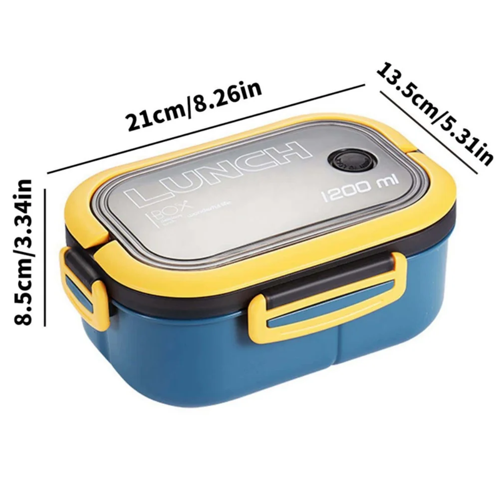 1pc Lunch Box 1200ml 2 Layer Bento Lunch Box With Spoon Fork, Kid High Capacity Food Containers Portable Office Camping - 5