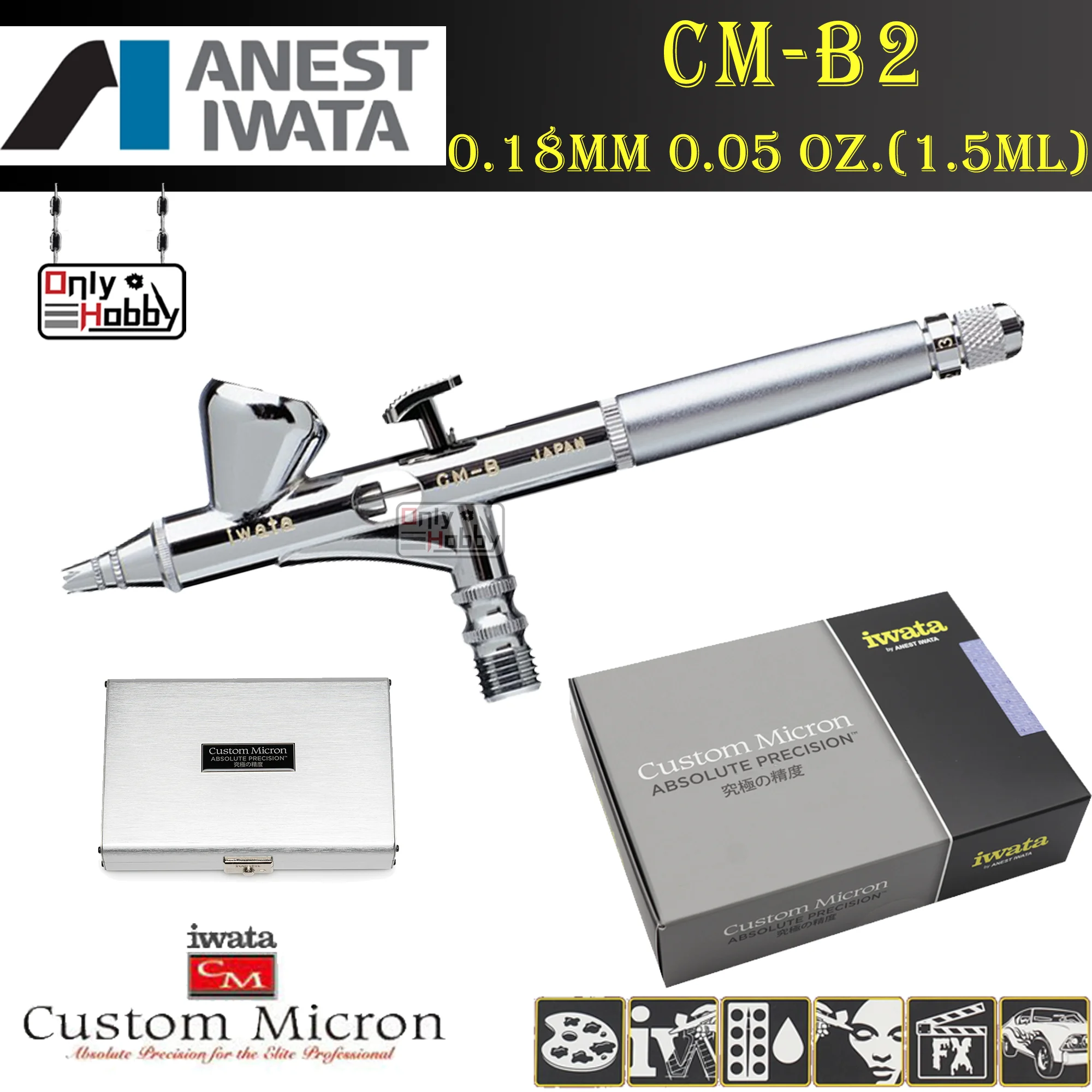 ANEST IWATA CM-B2 에어 브러시 CUSTOM MICRON 노즐 0.18mm 0.05oz./1.5ml CMB2