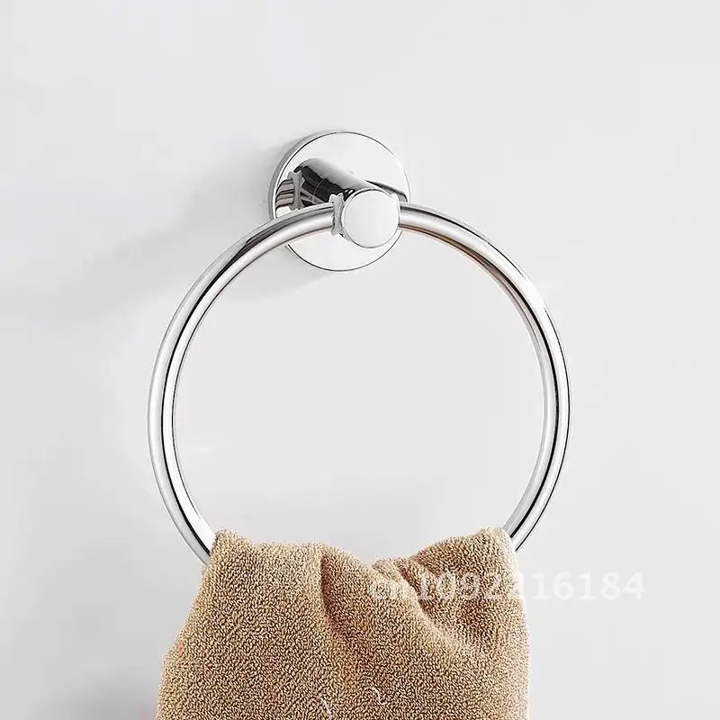 Black/Silver Towel Ring 304 Stainless Steel Wall Mount Storage Rack Nail-Perforate Bathroom Accessory Brushed Gold Towel Holder