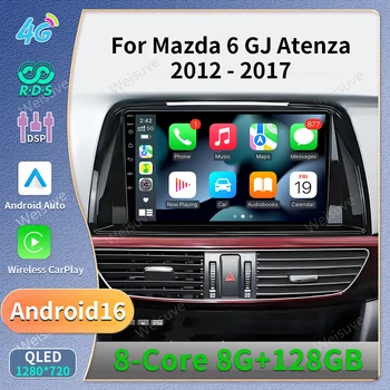 Per Mazda 6 GJ Atenza 2012 2013 2014 2015 2016 2017 Android 16 Carplay Auto Car multimedia Autoradio Lettore video GPS Navigazione