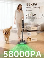 Aspirateur à bâton sans fil 600W / 58Kpa / jusqu'à 65mins Temps d'exécution 3 modes d'aspiration Filtre HEPA lavable Affichage numérique 4-en-1 Aspirateur portatif Brosse à rouleaux anti-embouteillage autonome pour tap 8