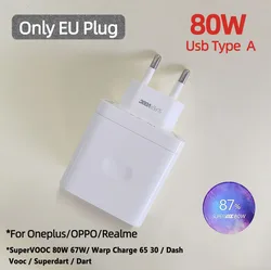 Enhanced Product Title: High - Speed 80W Charger Adapter with Type C SuperVooC Fast Charging Technology - Only 80W EU Plug