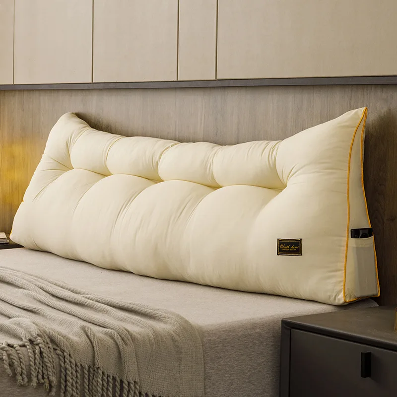 Bedhead Back Cushion with Phone Bag Bed Headboard Pillow Comfortable  Self-adhesive Backrest Head Board Bed Head Tete De Lit - AliExpress
