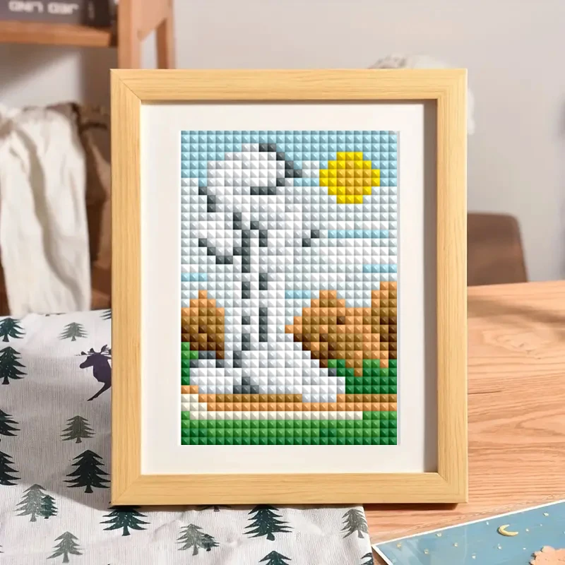10개 미니 다이아몬드 페인팅 강 풍경 풀 스퀘어 다이아몬드 아트 모자이크 그림 공예 키트 크리스마스 홈 데코 수제 선물