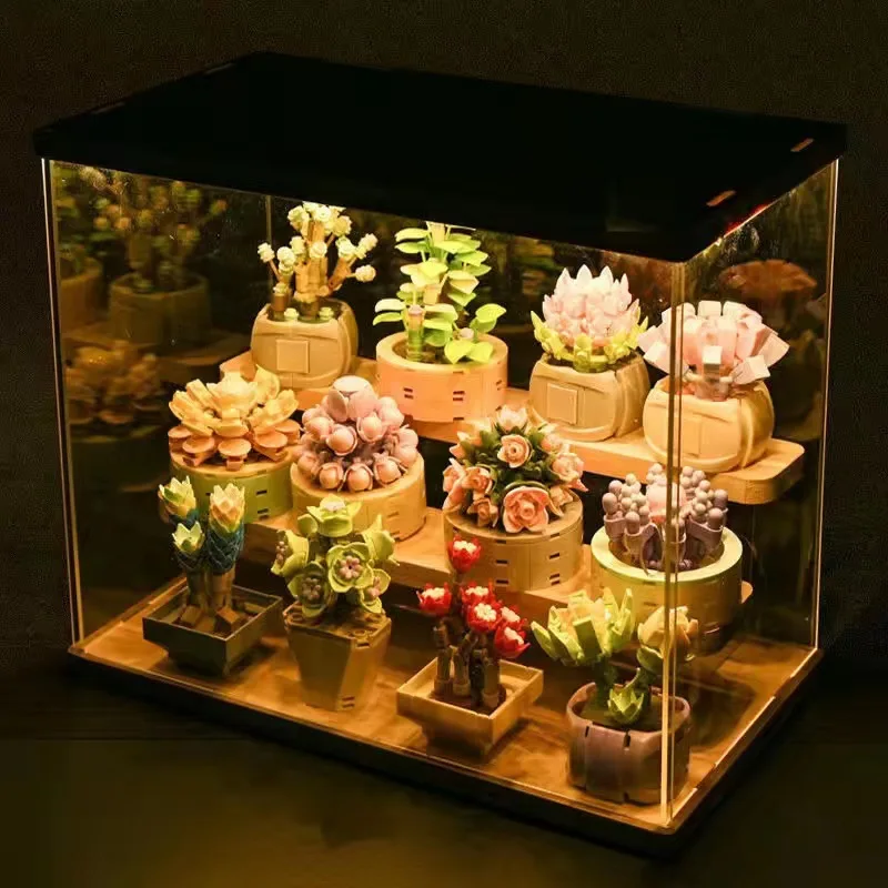 

Rainy Night Flower Building Blocks Succulent Plants Potted Flower Indoor Cute Ornaments Assembled Toys Girls Birthday Gifts