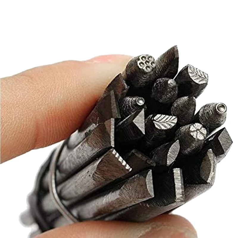 Leather Marking Carving Flower Chisel Tools DIY Stamp Punch Work Punches Jewelry Flower Steel Metal Stamp Mold